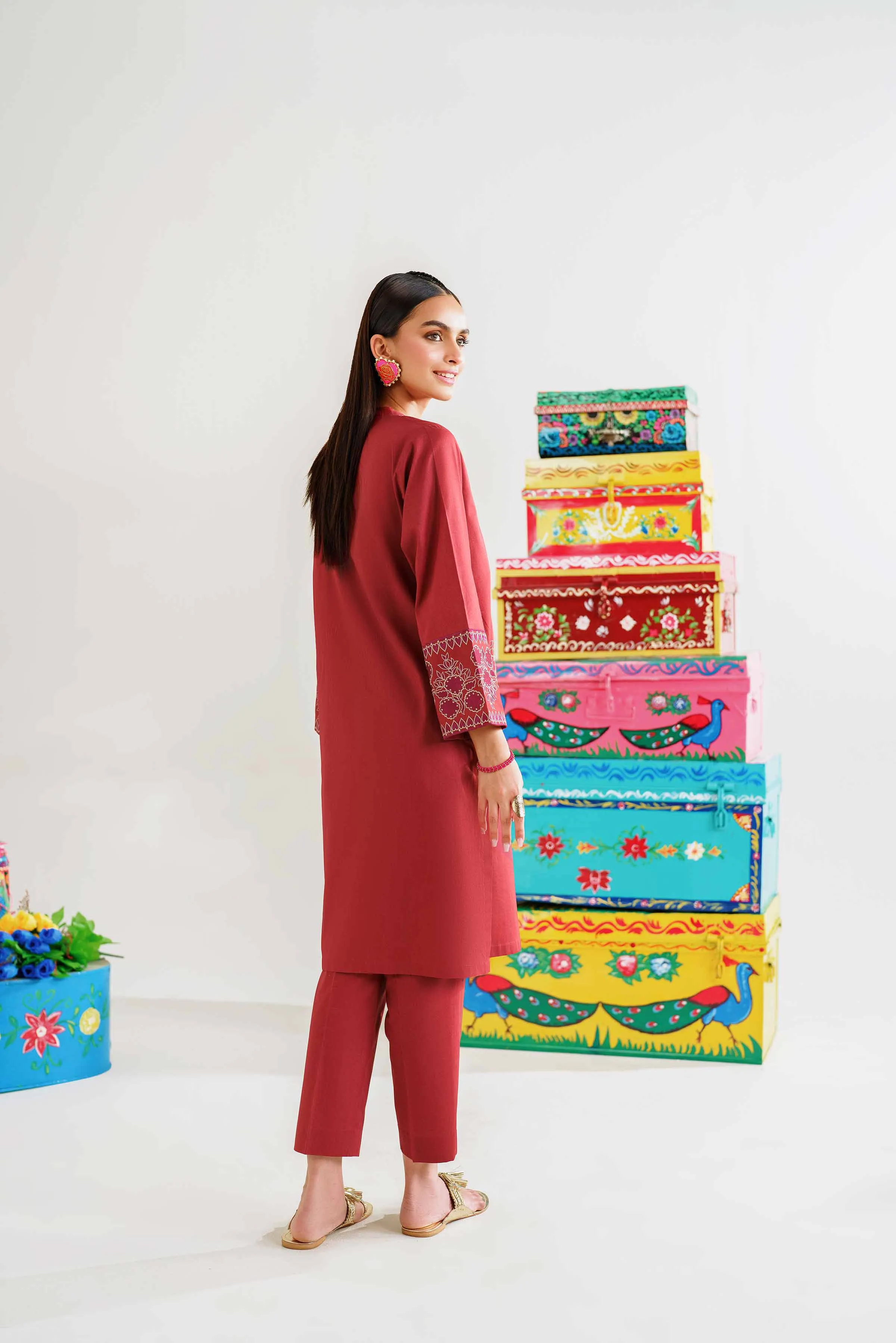 2 Piece - Embroidered Suit - PE24-124