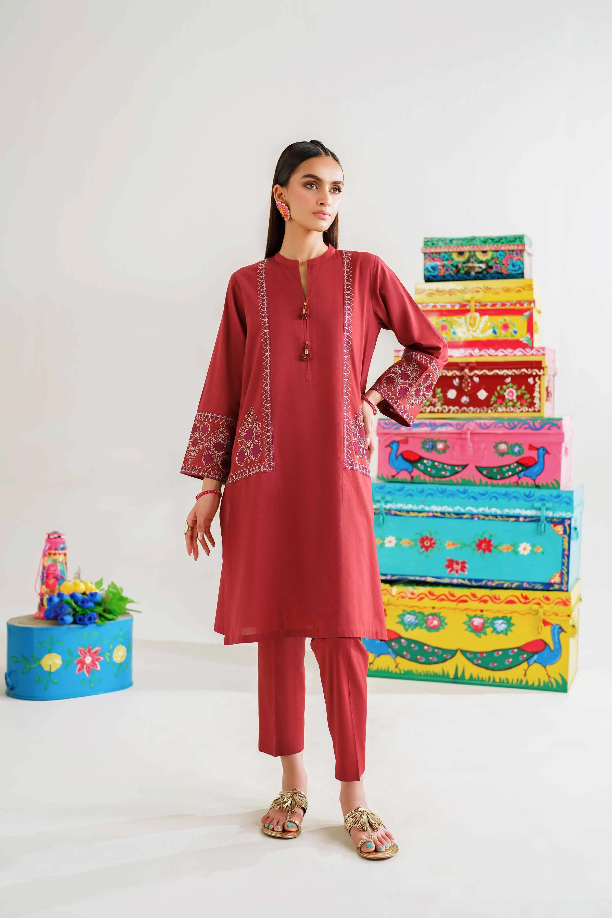 2 Piece - Embroidered Suit - PE24-124