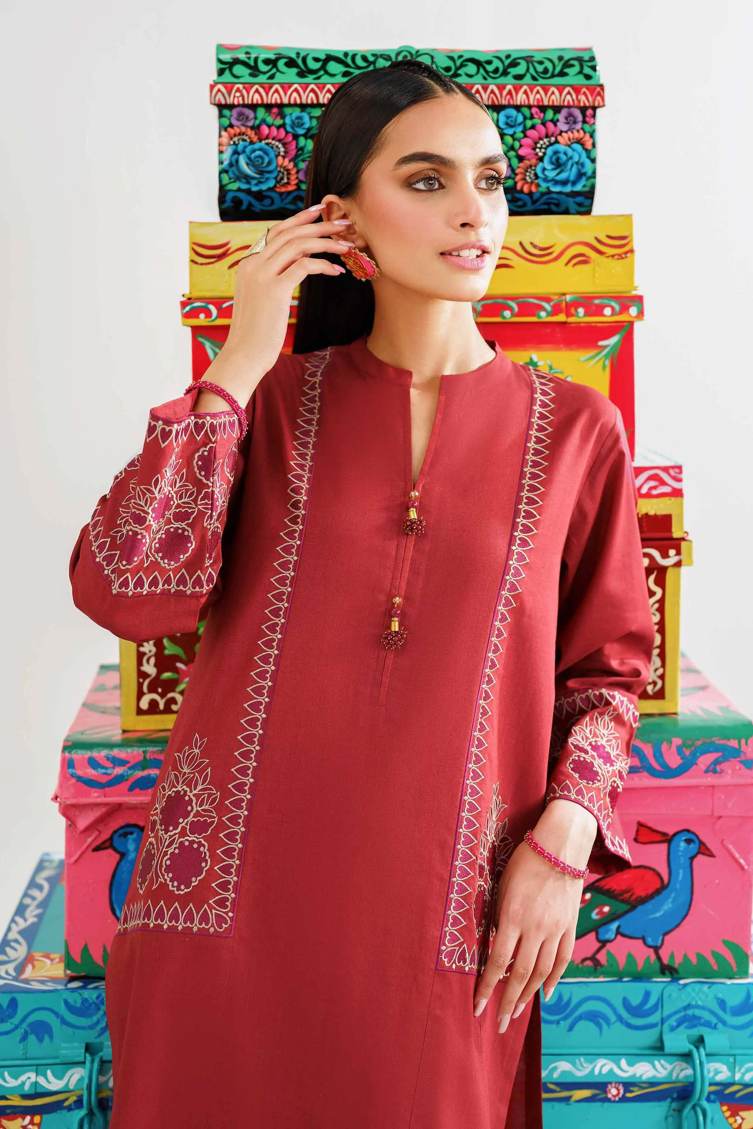 2 Piece - Embroidered Suit - PE24-124