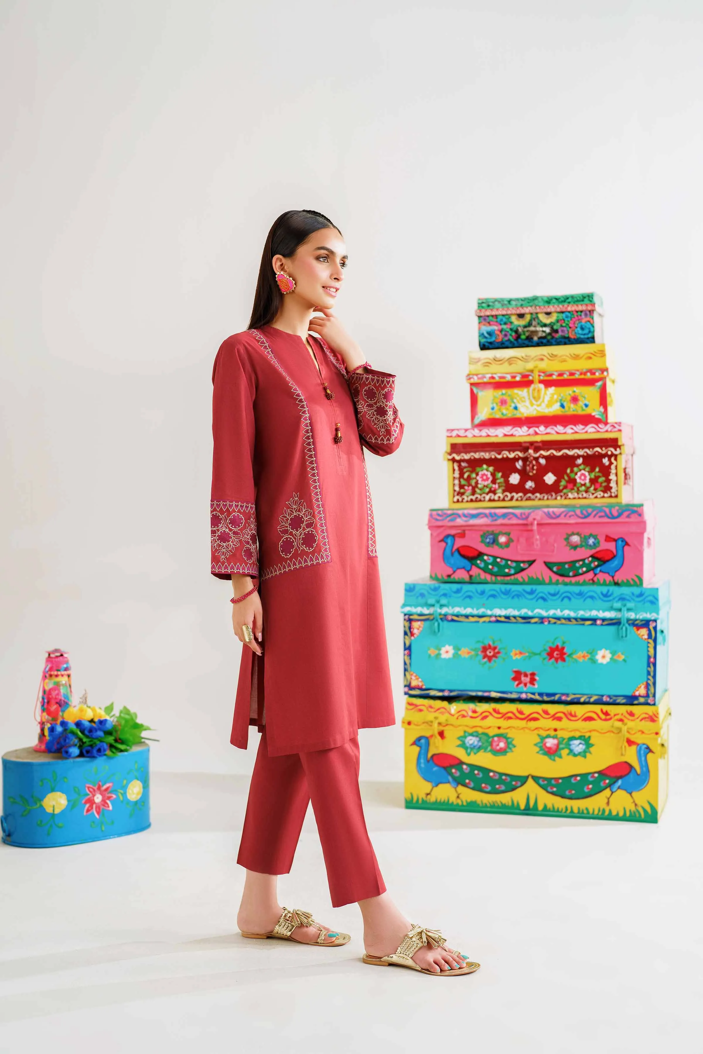 2 Piece - Embroidered Suit - PE24-124