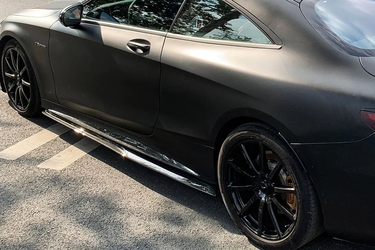 2014-2021 Mercedes Benz C217 S63/S65 AMG Coupe Carbon Fiber Side Skirts Extension