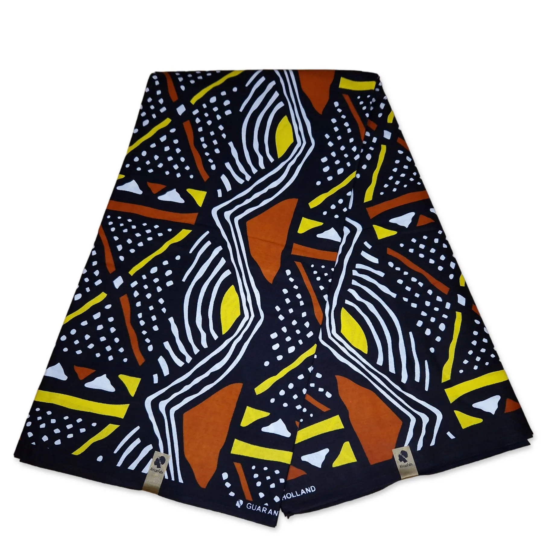 African print fabric - Yellow Bogolan / Mud cloth AF-4025