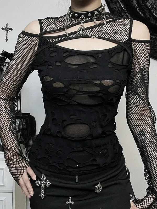 Alternative Ripped Mesh Top