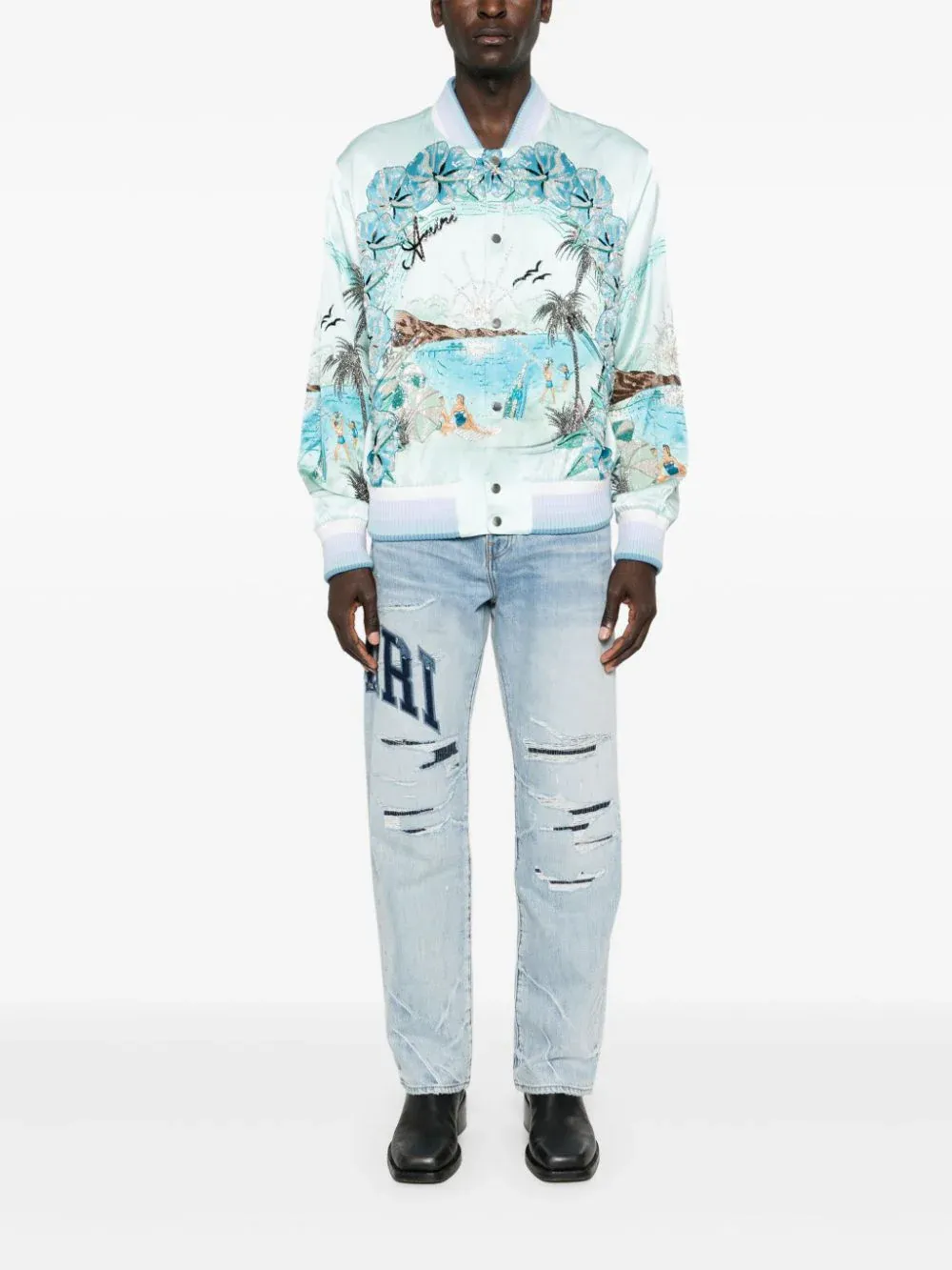 AMIRI - Men Varsity Logo Repair Straight Jean