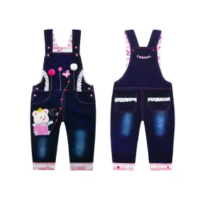 Baby Cotton 3D Cartoon Bear Skin-friendly Knitted Jeans Overalls