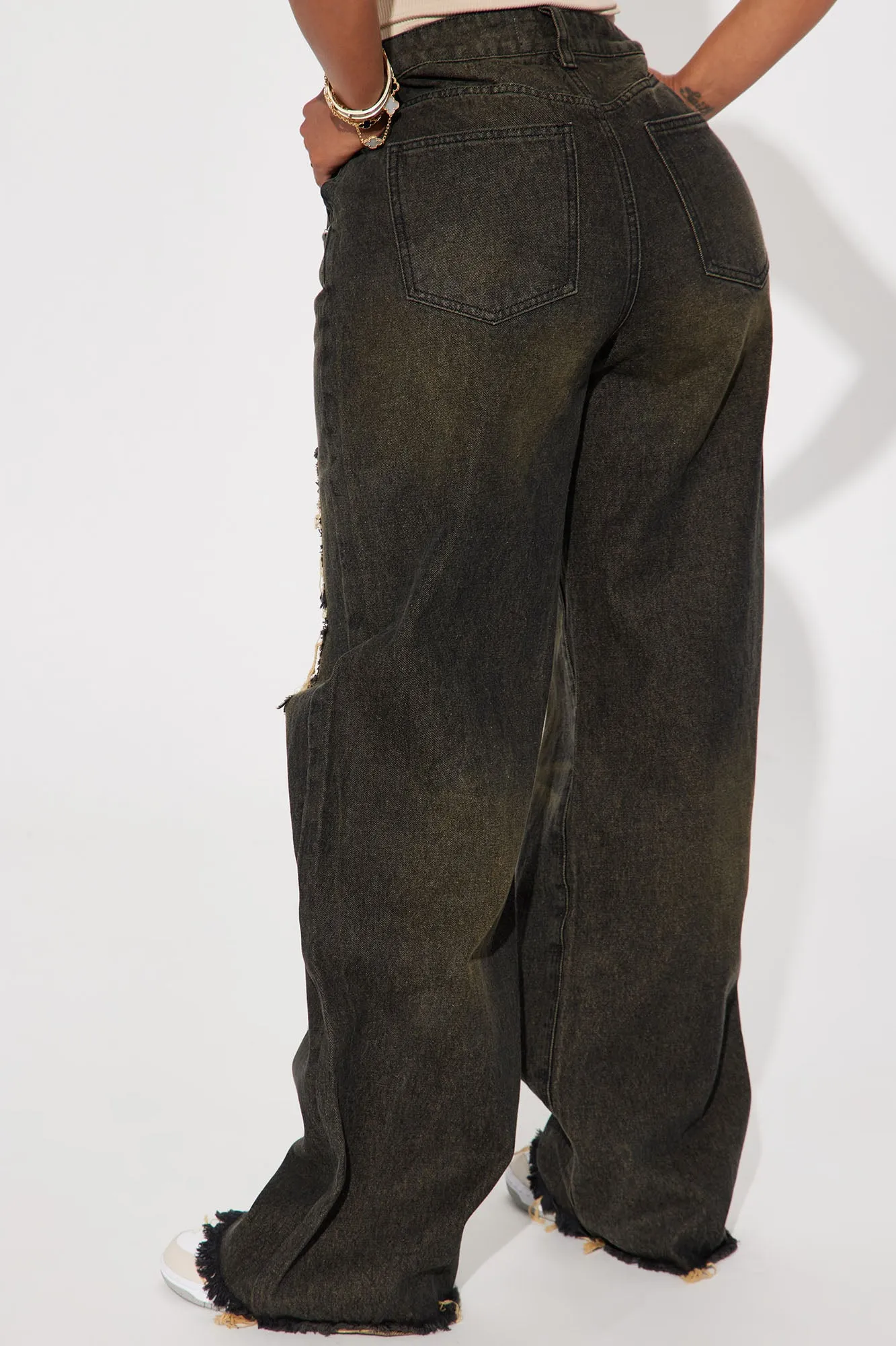 Belleville Baggy Ripped Non Stretch Jeans - Black Wash