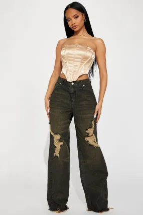 Belleville Baggy Ripped Non Stretch Jeans - Black Wash