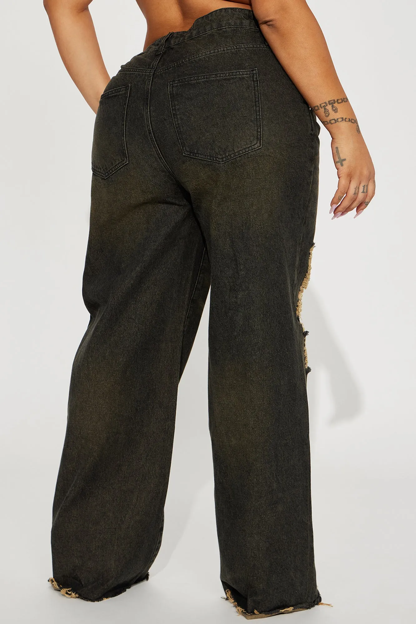Belleville Baggy Ripped Non Stretch Jeans - Black Wash