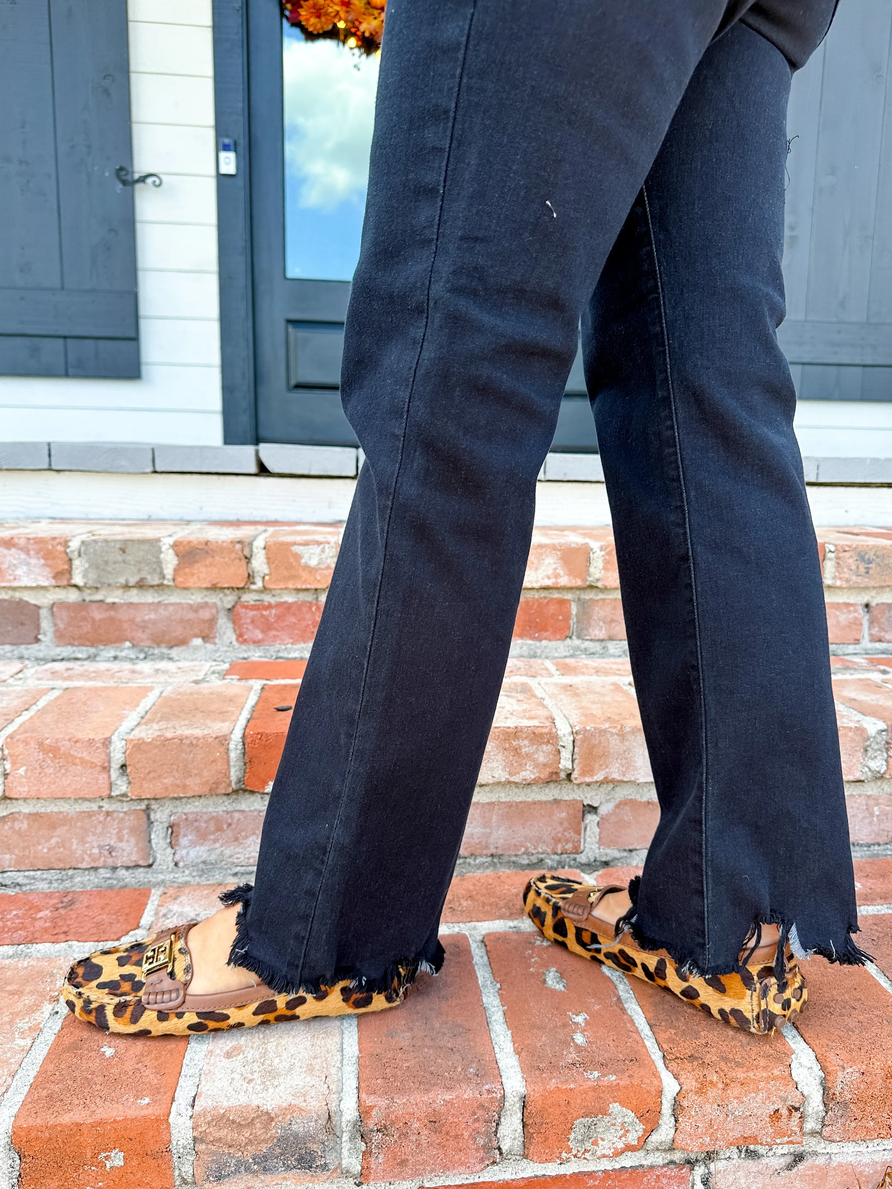 Black Cropped Straight Jeans