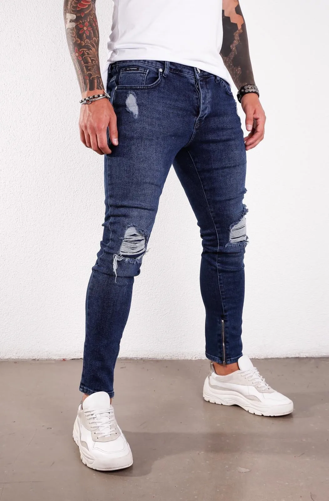 Blue Ripped Ultra Skinny Jeans BI-001 Streetwear Jeans