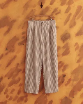 Mens Slim-Fit Blue Turmeric Print Ticking Trousers - Size 32
