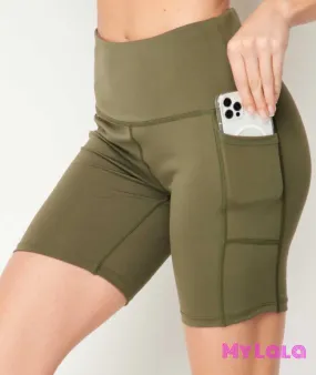 Body Contour Pocket Bike Shorts (Olive)