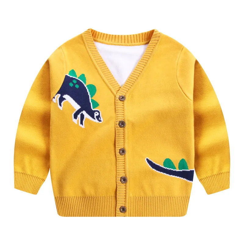 Children's Dinosaur Character Navy Cardigan
