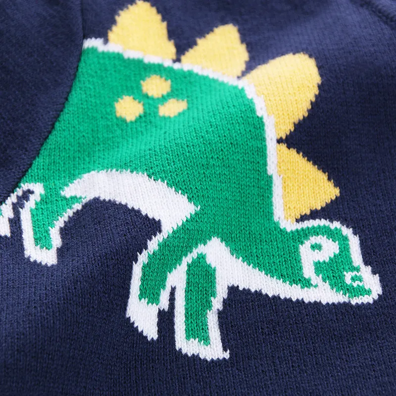 Children's Dinosaur Character Navy Cardigan