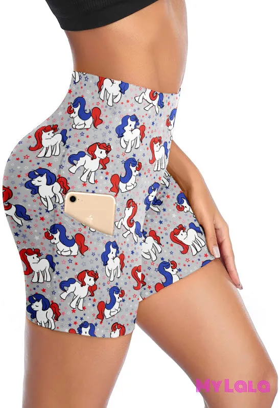 Curvy Pocketed Gym Shorts (American Unicorn)