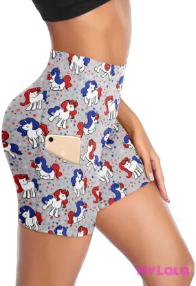 Curvy Pocketed Gym Shorts (American Unicorn)