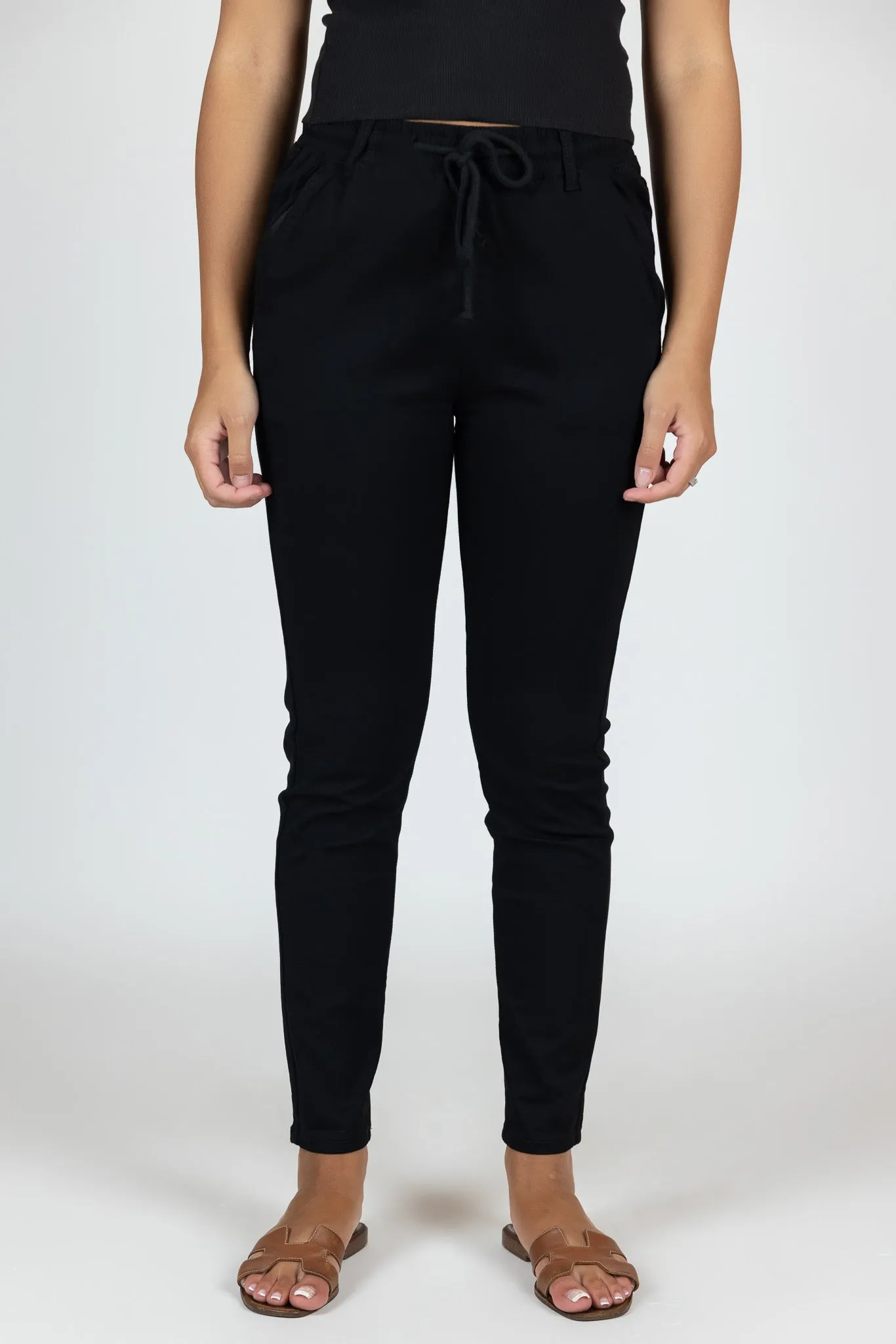 Drawstring Straight Leg Jeans