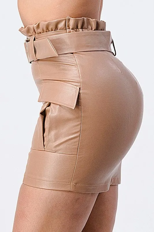 FAUX LEATHER BELTED MINI SKIRT