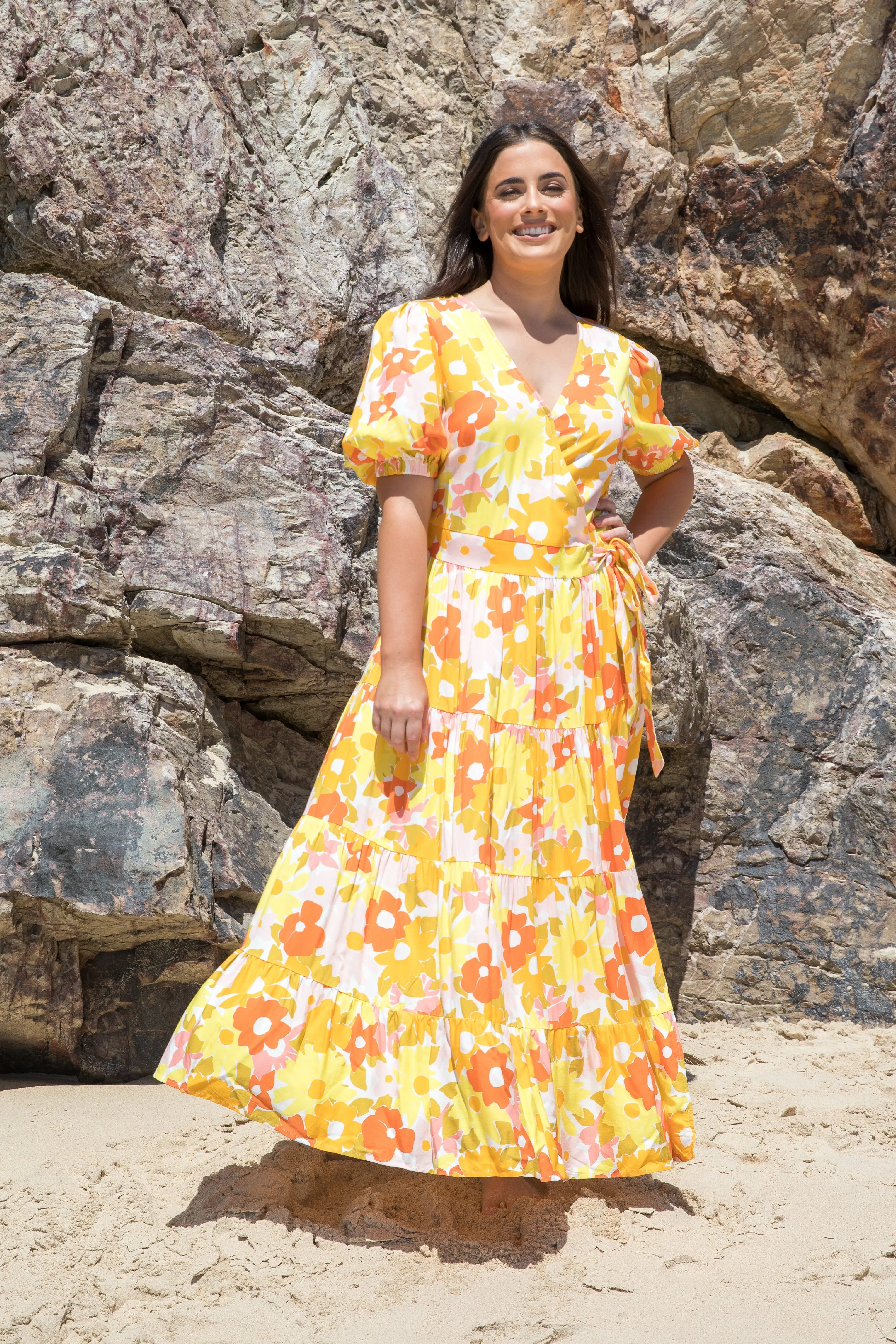 FINAL SALE Ruffle Wrap Dress in Meadow