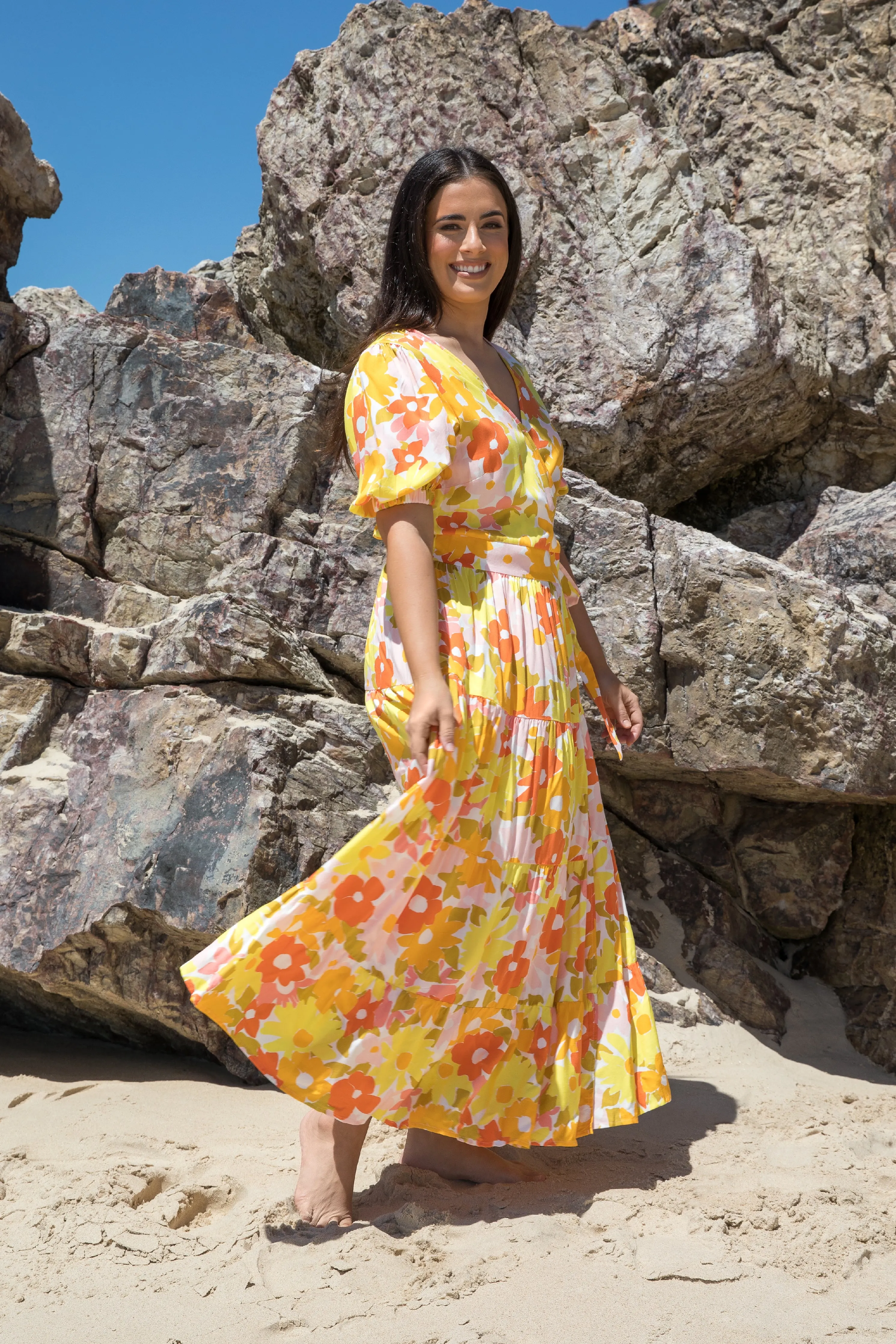 FINAL SALE Ruffle Wrap Dress in Meadow