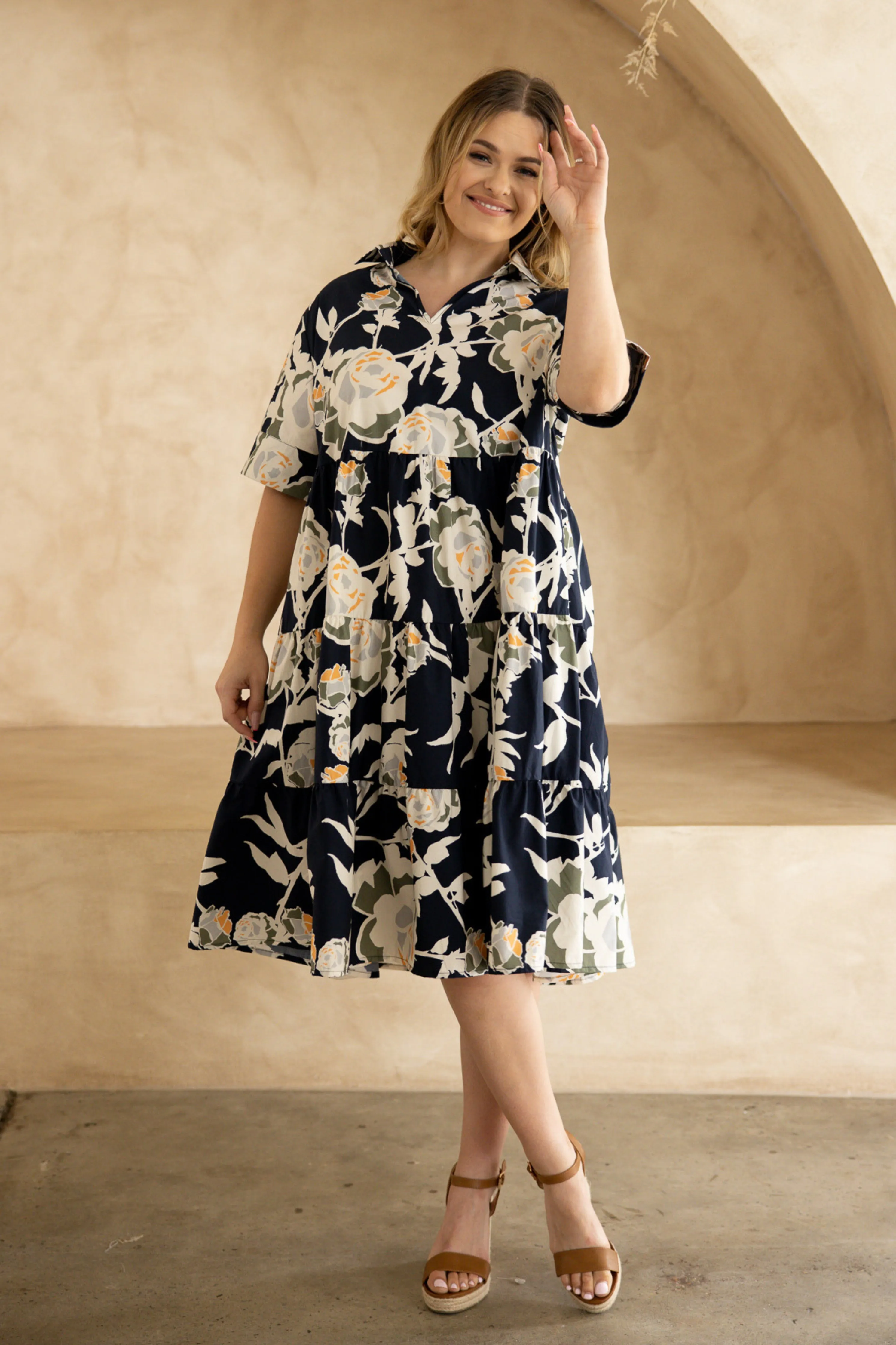 FINAL SALE Serenity Ruffle Dress in Garden