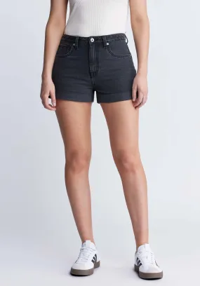 Goldie Women's High-Rise Shorts in Black Wash - BL15962