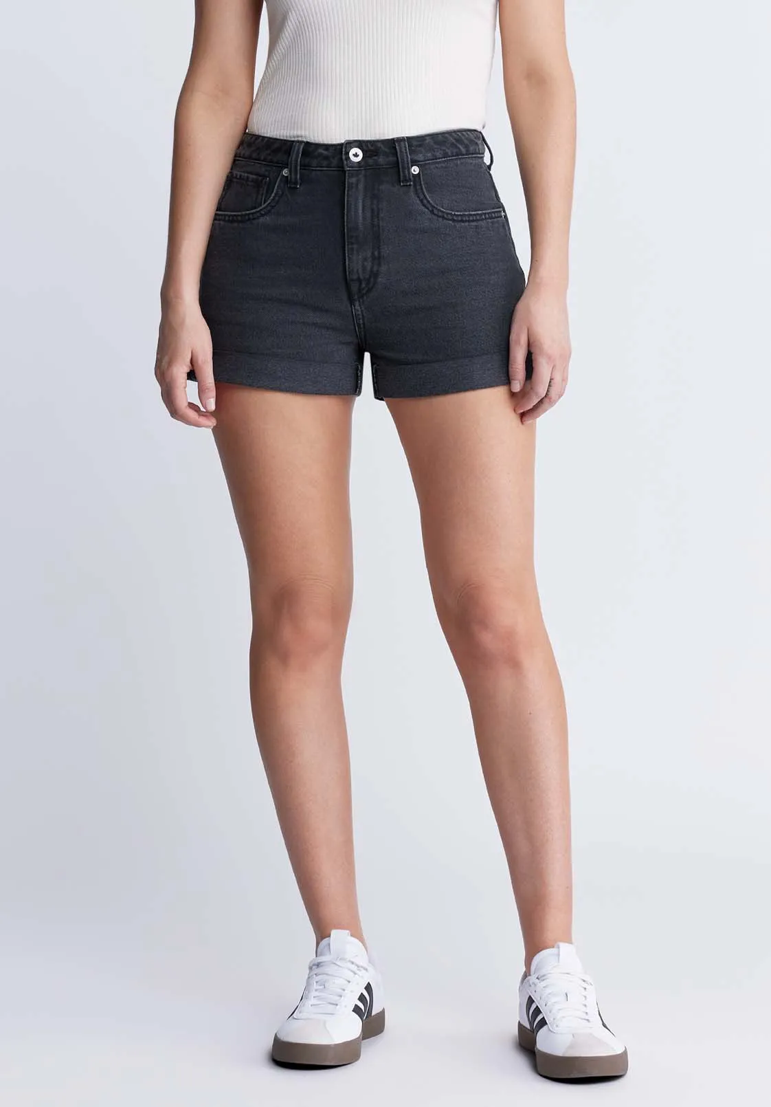 Goldie Women's High-Rise Shorts in Black Wash - BL15962