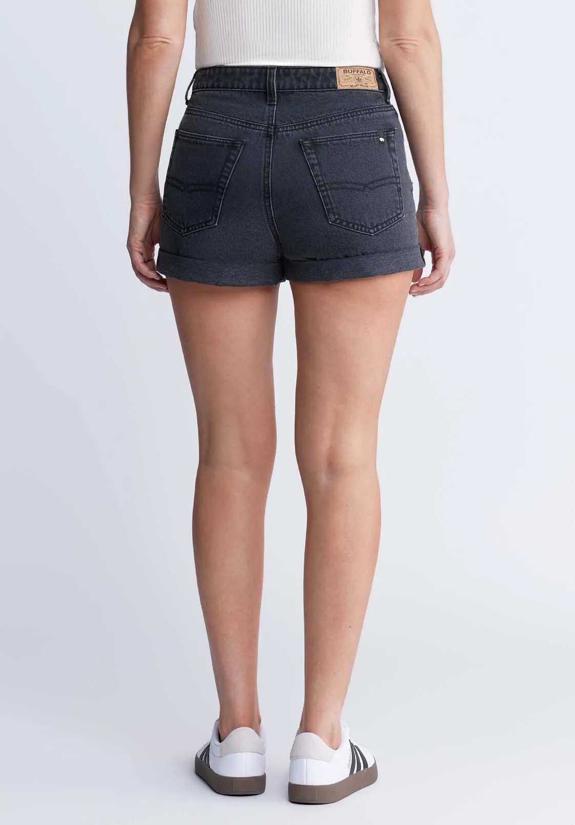 Goldie Women's High-Rise Shorts in Black Wash - BL15962