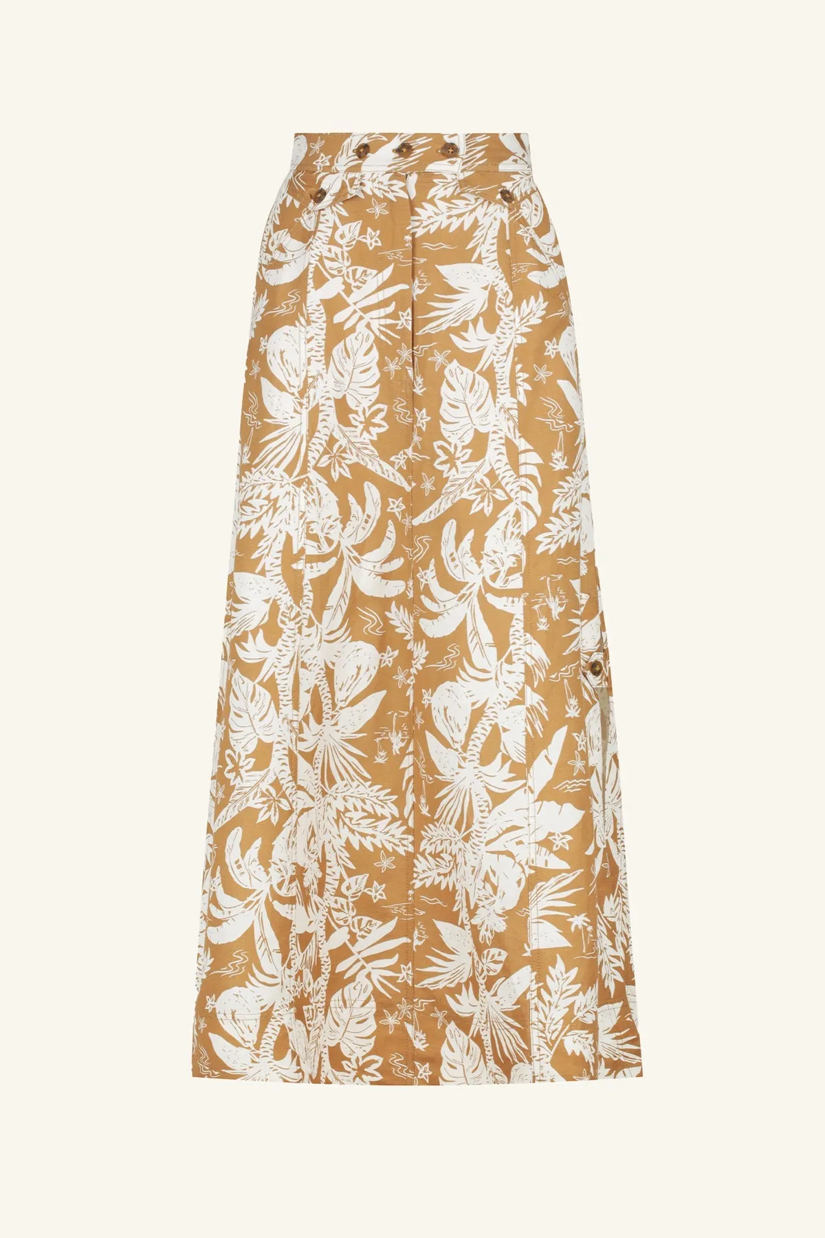 KIANA LINEN SIDE SPLIT MIDI SKIRT