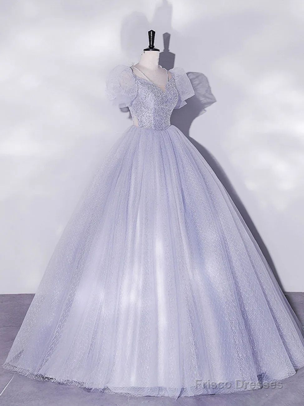 Light Purple Tulle Long Prom Dresses, Purple Tulle Formal Dresses