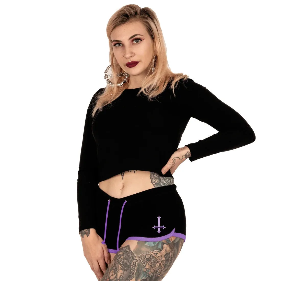 Occult Sinner Purple Trim Dolphin Hot Shorts