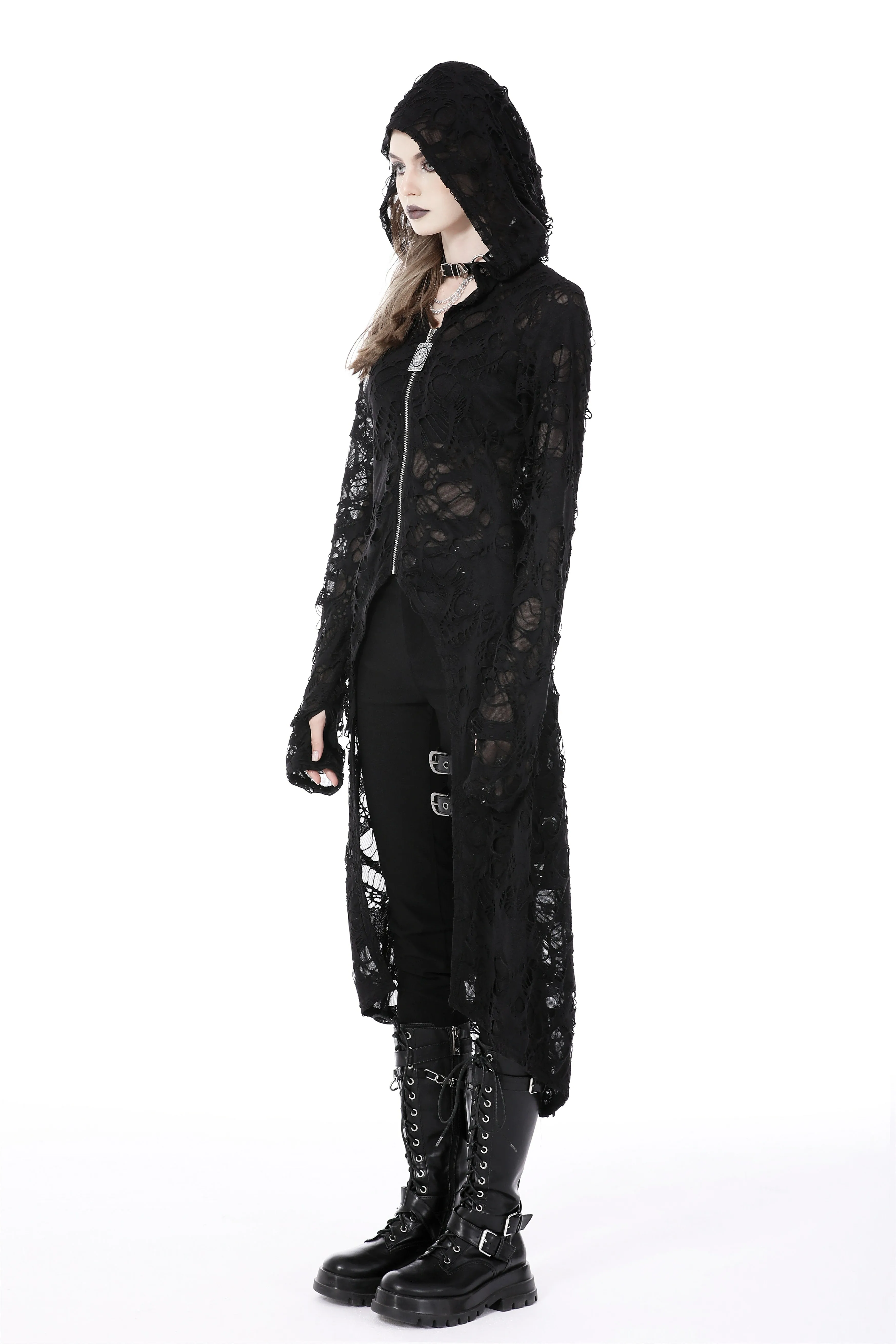 Punk decadent ripped long jacket JW241