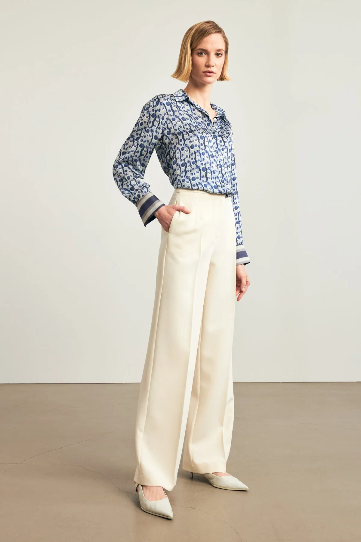 Setre Straight Fit Solid Trousers Ecru