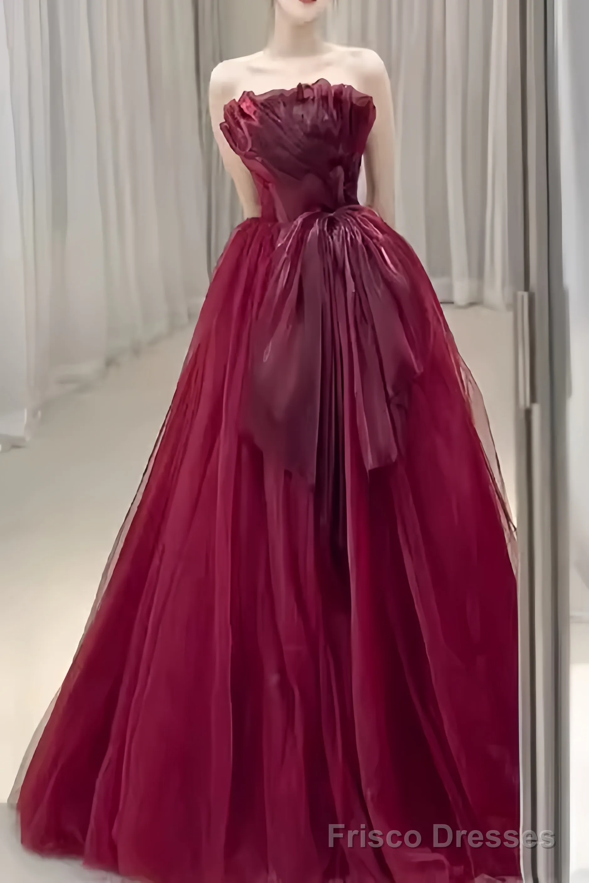 Sexy Strapless Red Party Dresses Long Prom Dresses