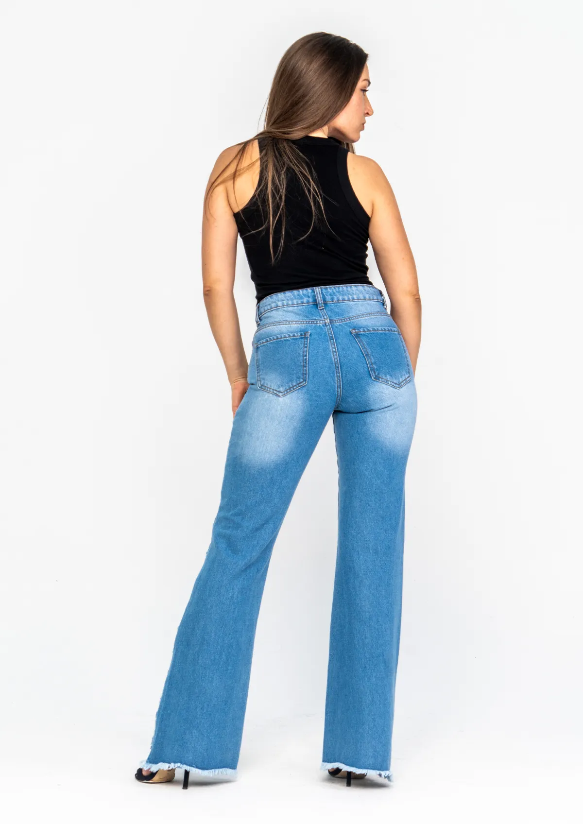 Side Ripped Flare Jeans