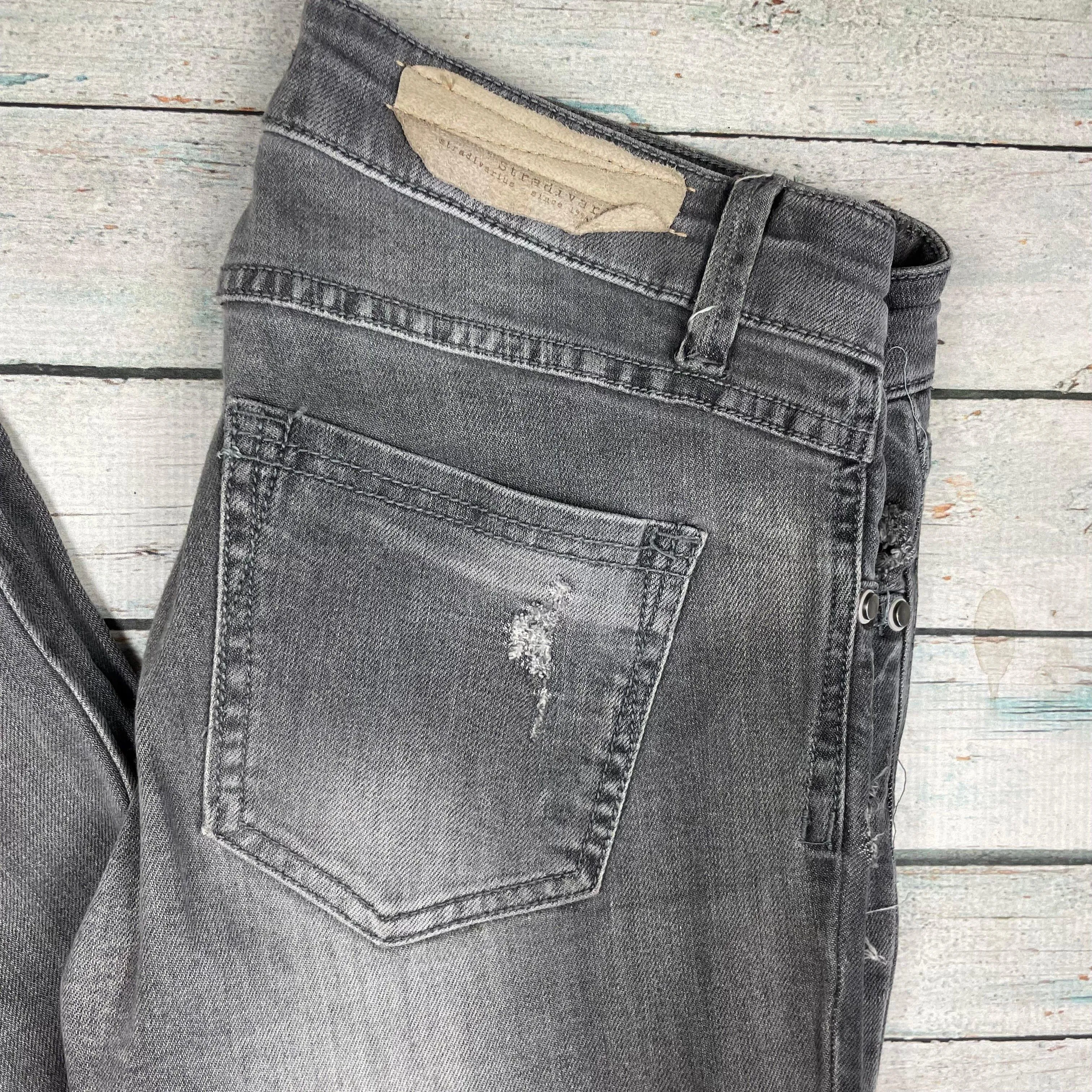 Stradivarius Grey Distressed Stretch Skinny Jeans -Size 10
