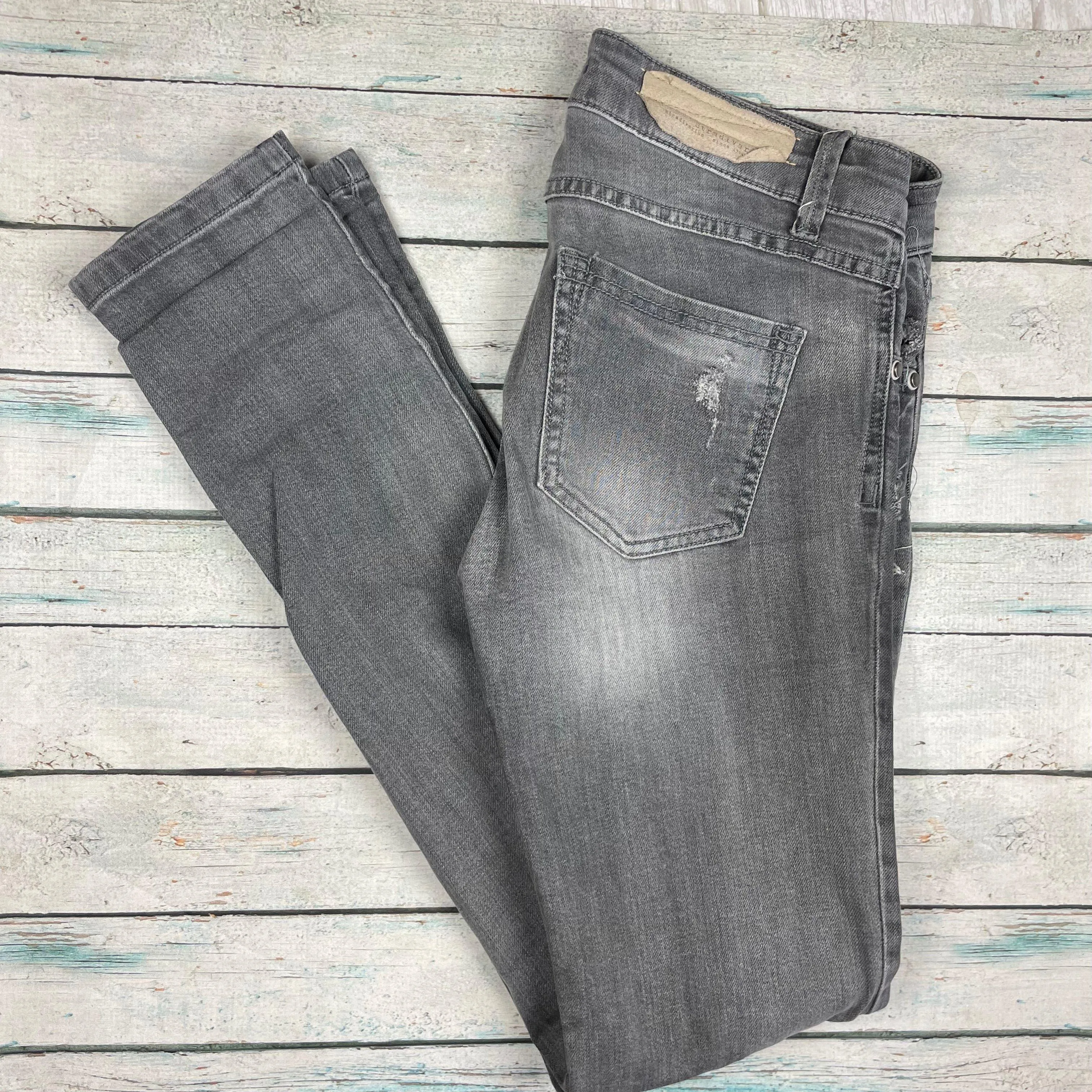 Stradivarius Grey Distressed Stretch Skinny Jeans -Size 10