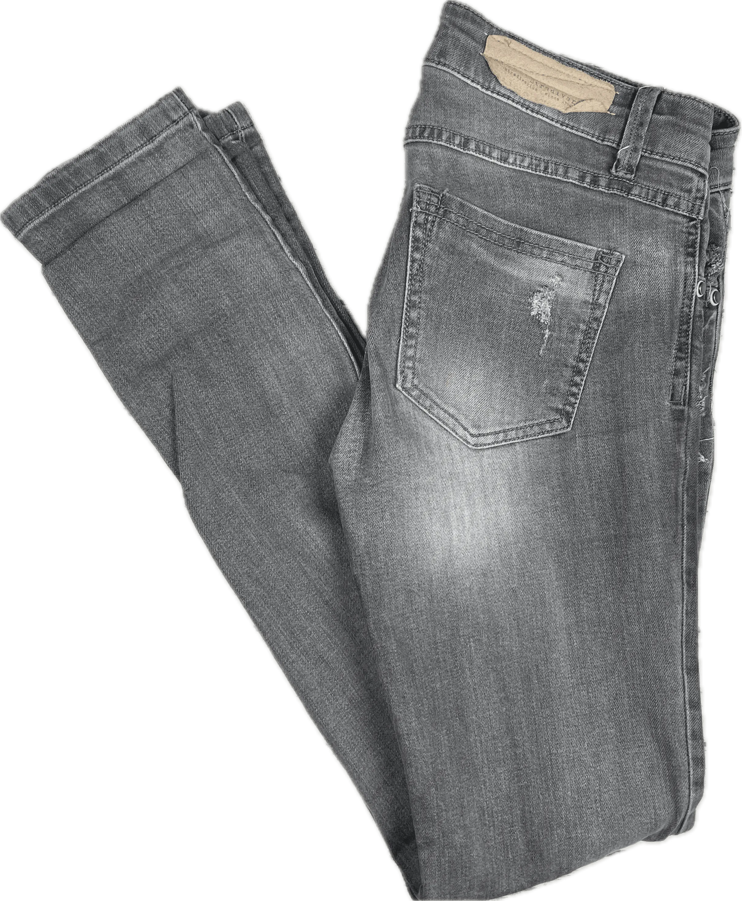 Stradivarius Grey Distressed Stretch Skinny Jeans -Size 10