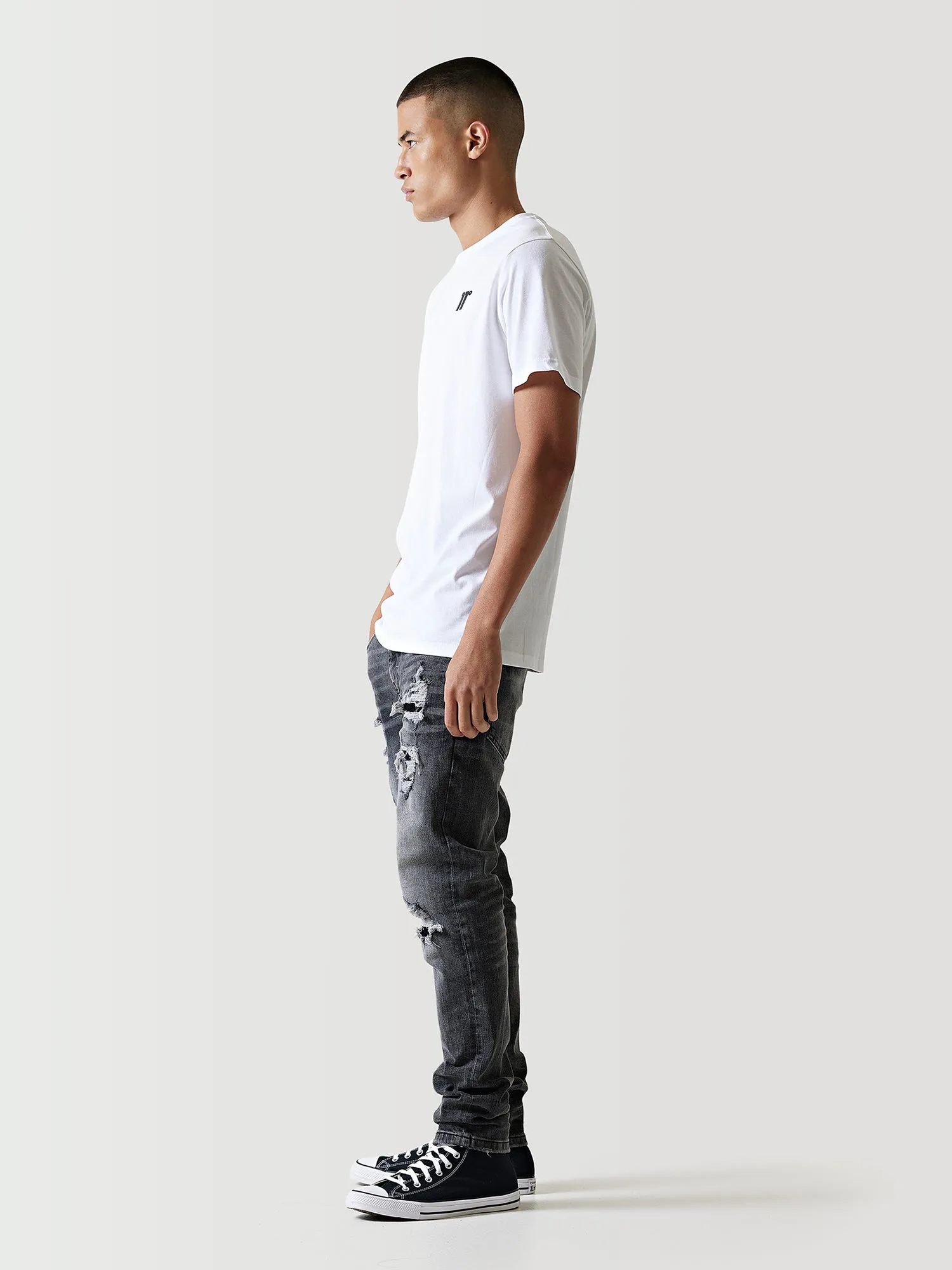 Sustainable Premium Ripped Jeans - Black Slub