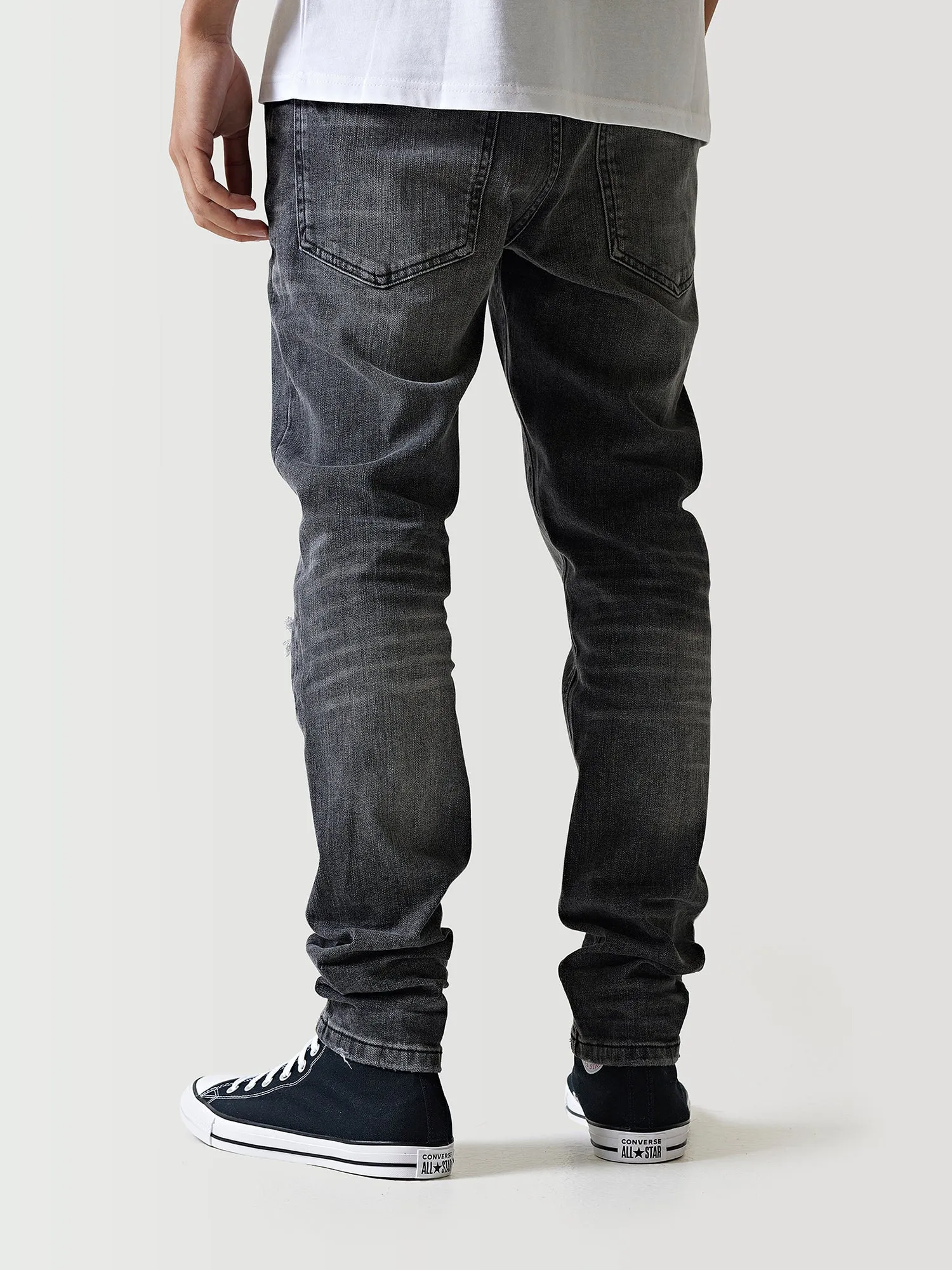 Sustainable Premium Ripped Jeans - Black Slub