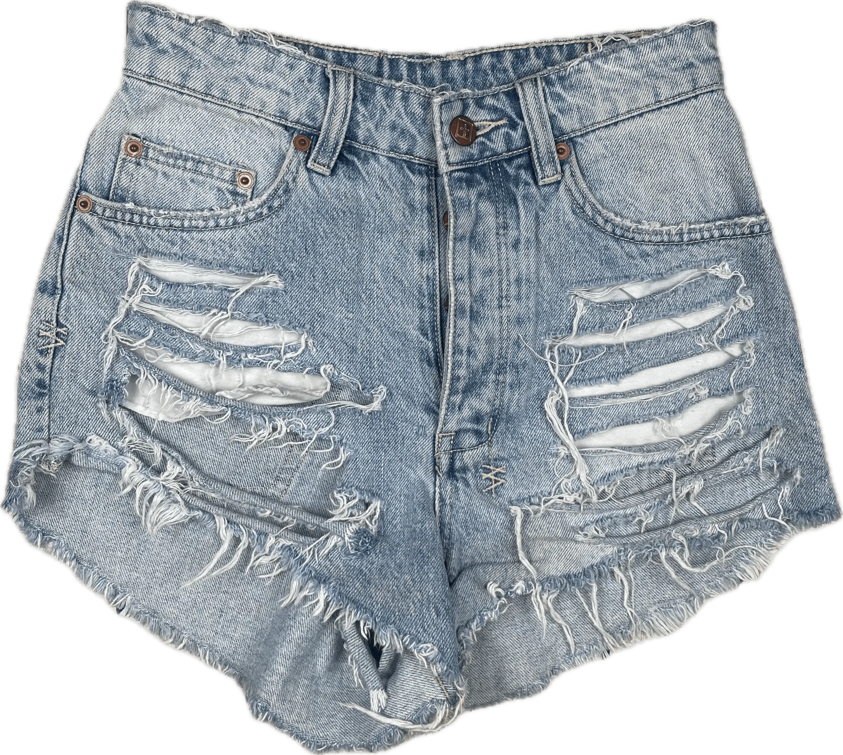 Tsubi  'Boyfriend Ripped Up' Distressed Denim Shorts  - Size 23