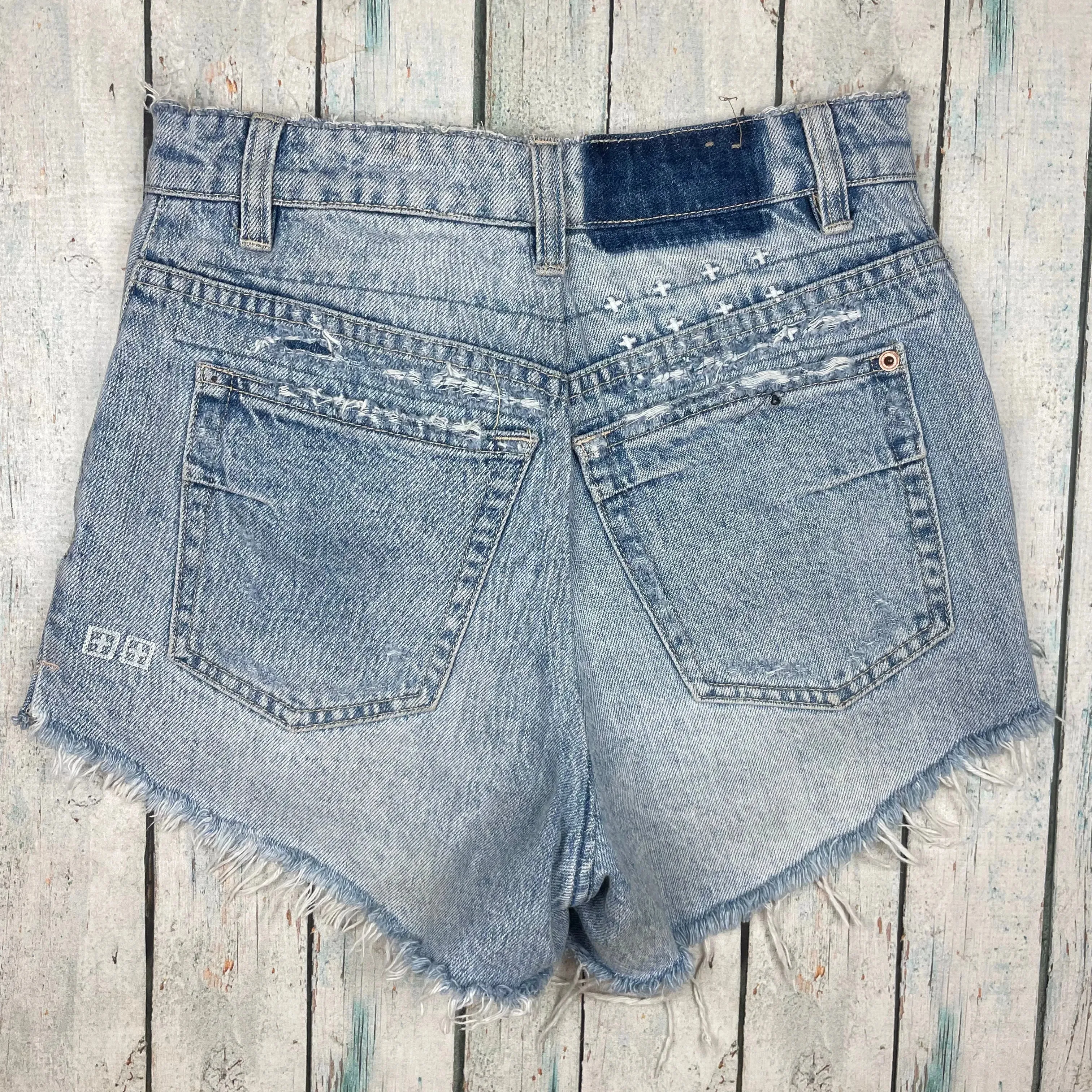 Tsubi  'Boyfriend Ripped Up' Distressed Denim Shorts  - Size 23