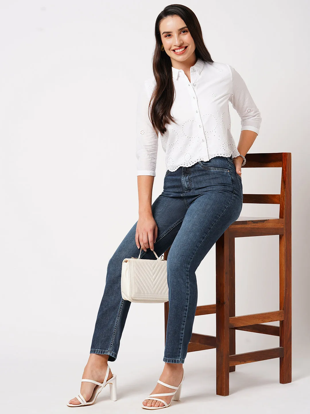 Women High-Rise Relaxed Straight Fit Jeans