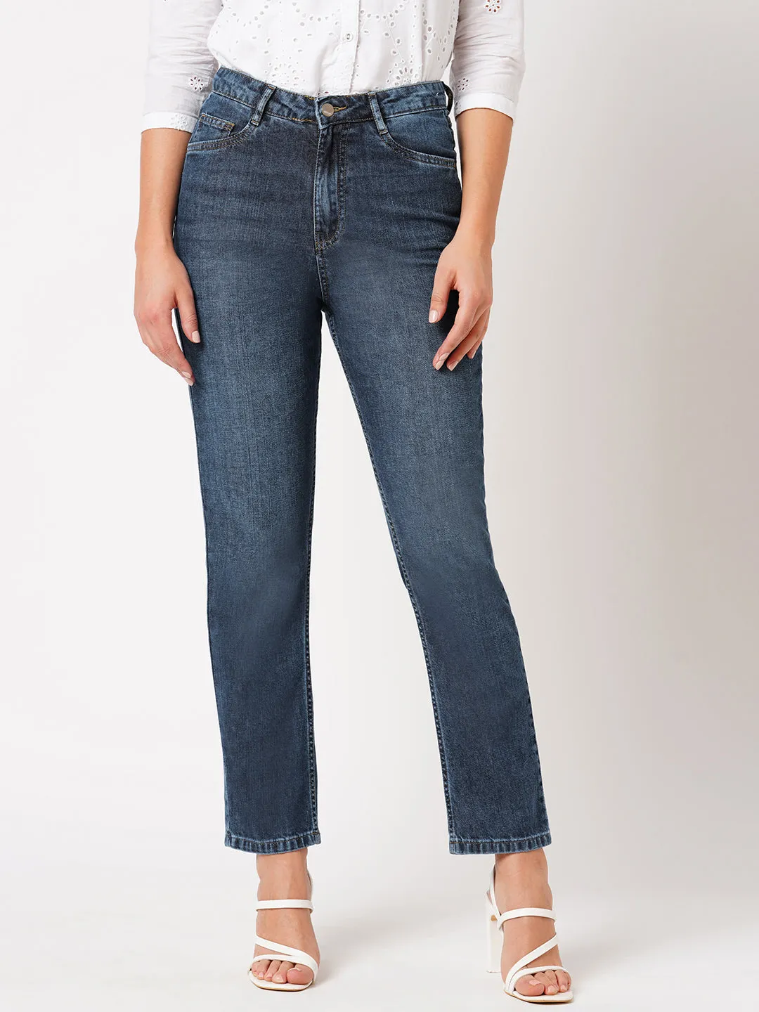 Women High-Rise Relaxed Straight Fit Jeans