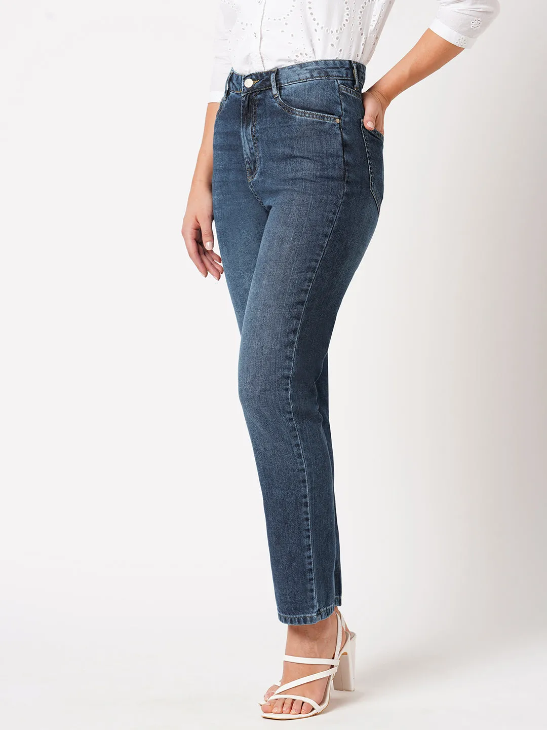 Women High-Rise Relaxed Straight Fit Jeans
